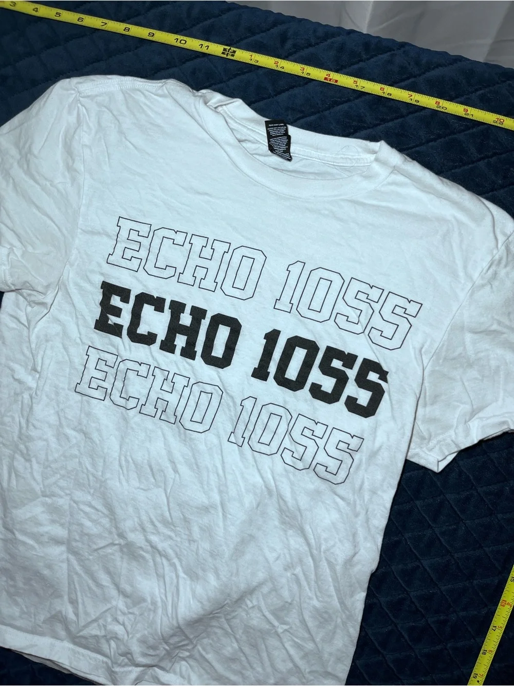 District White Tee with Black Echo 1055 Print
